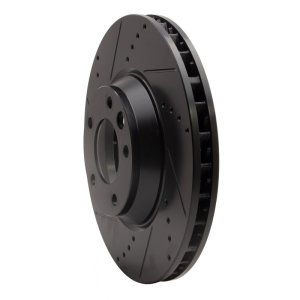 Audi Q7 Brake Rotor (1) - Right Front - R1 Concepts - Drilled & Slotted - Black - `03-`15